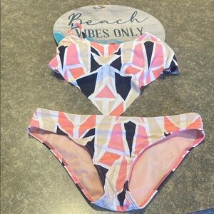 Geo-Print Pink & Navy Two-Piece Bikini